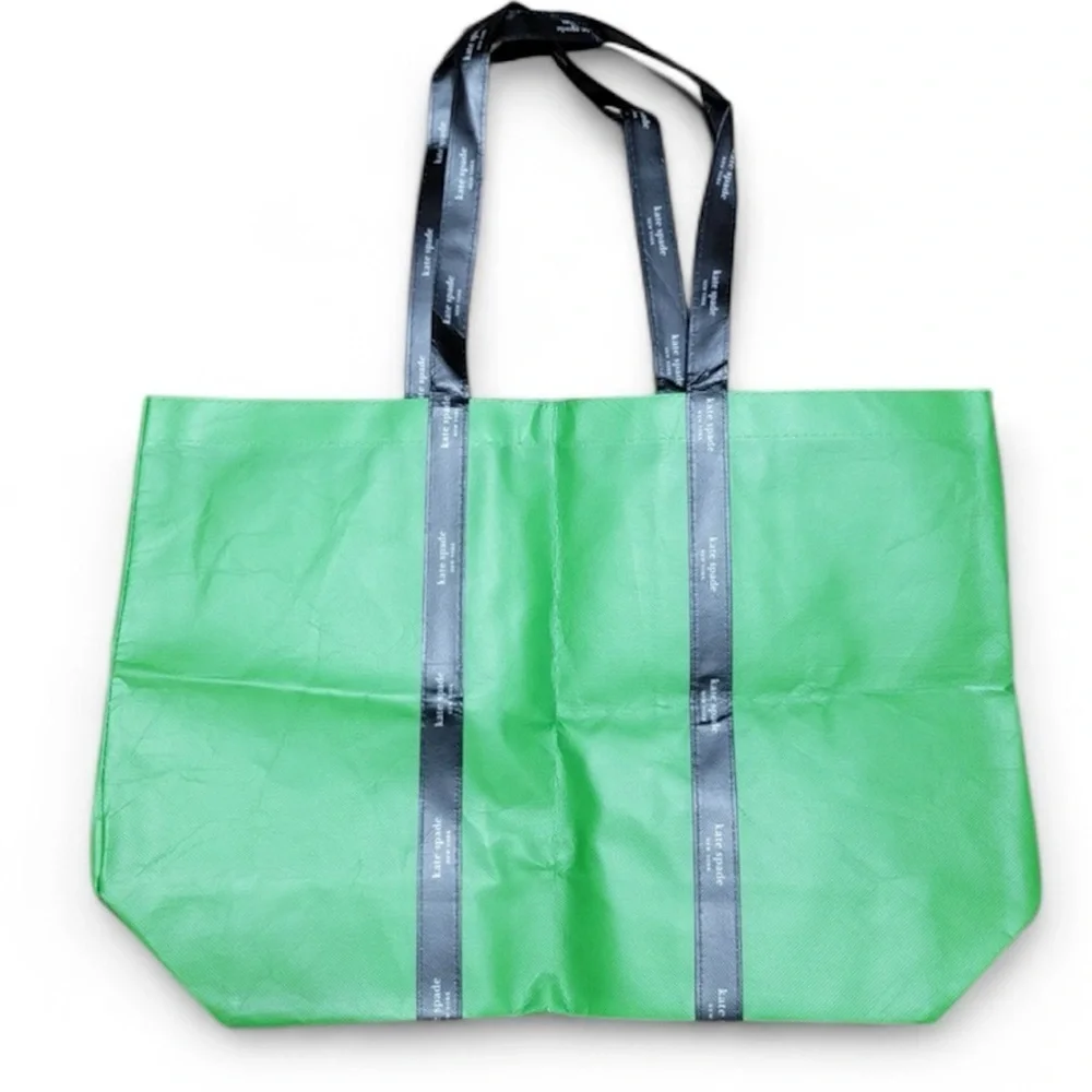 Kate Spade New York Dark Green Black Foldable Re-Usable Tote Bag